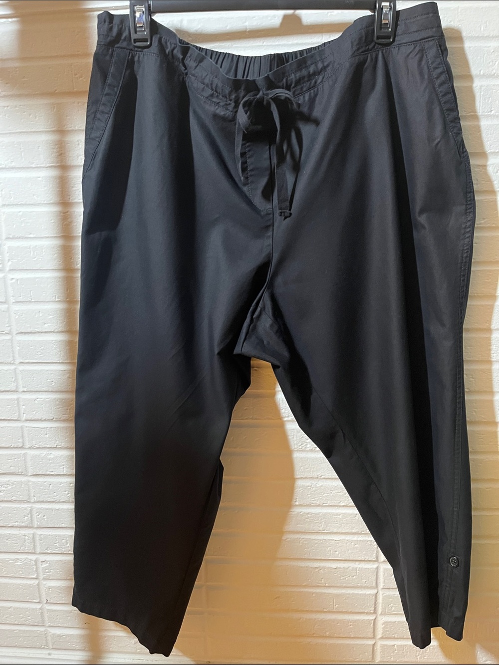 Women's Black Drawstring Pants with Adjustable Length by Talbots